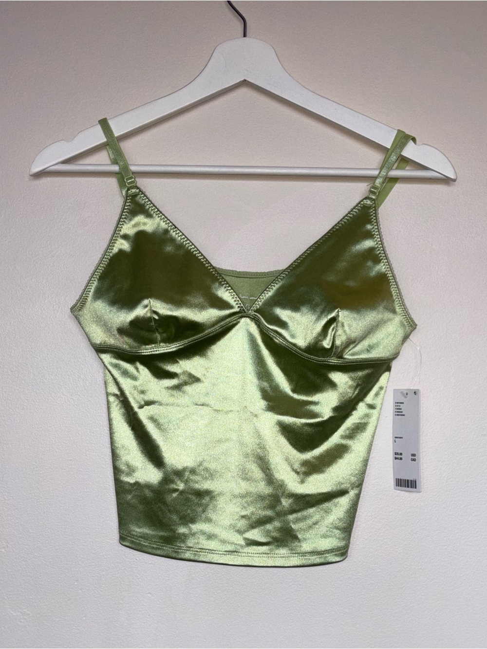 Urban Outfitters Satin V-Neck Camisole - Light Green